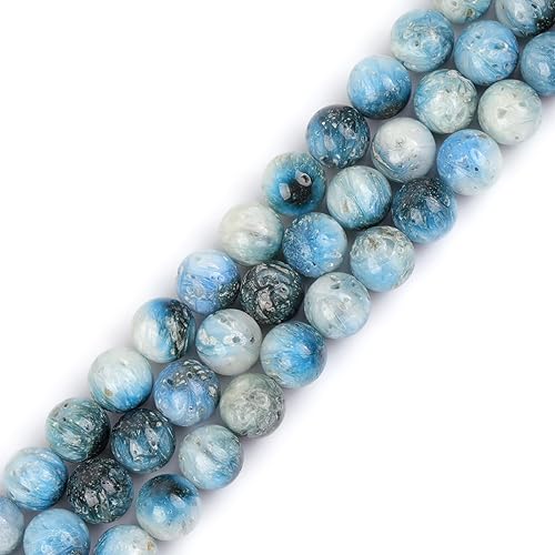 Miniatura 646 de GEM-Inside - Cuentas sueltas de piedra de lava negra natural de 0.315 in para hacer joyas, 15 pulgadas Cordierita de grado A