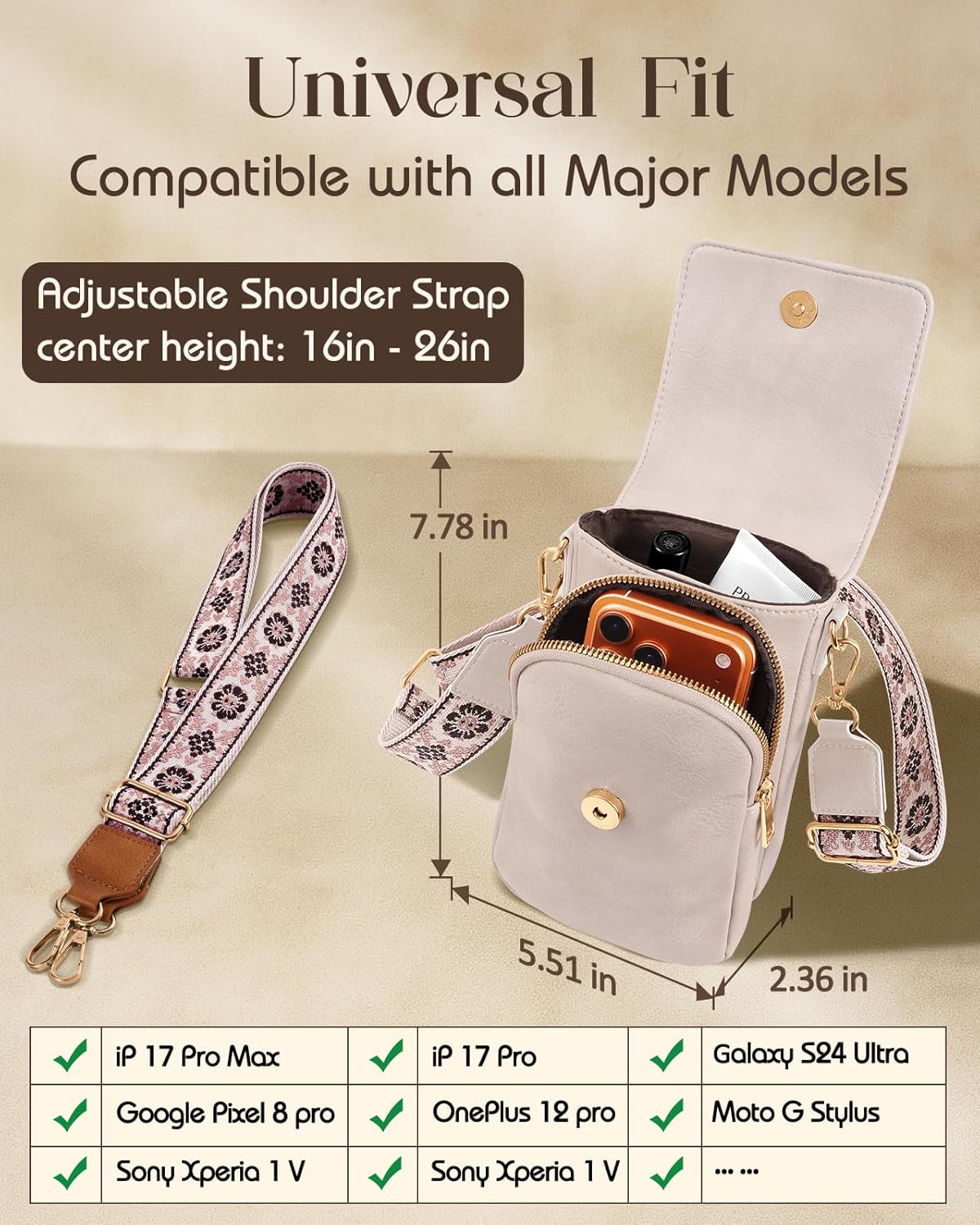 Small Crossbody Bags for Women - Trendy Cell Phone Purse Leather Wallet Handbags with Card Slots Guitar Strap - Image 4
