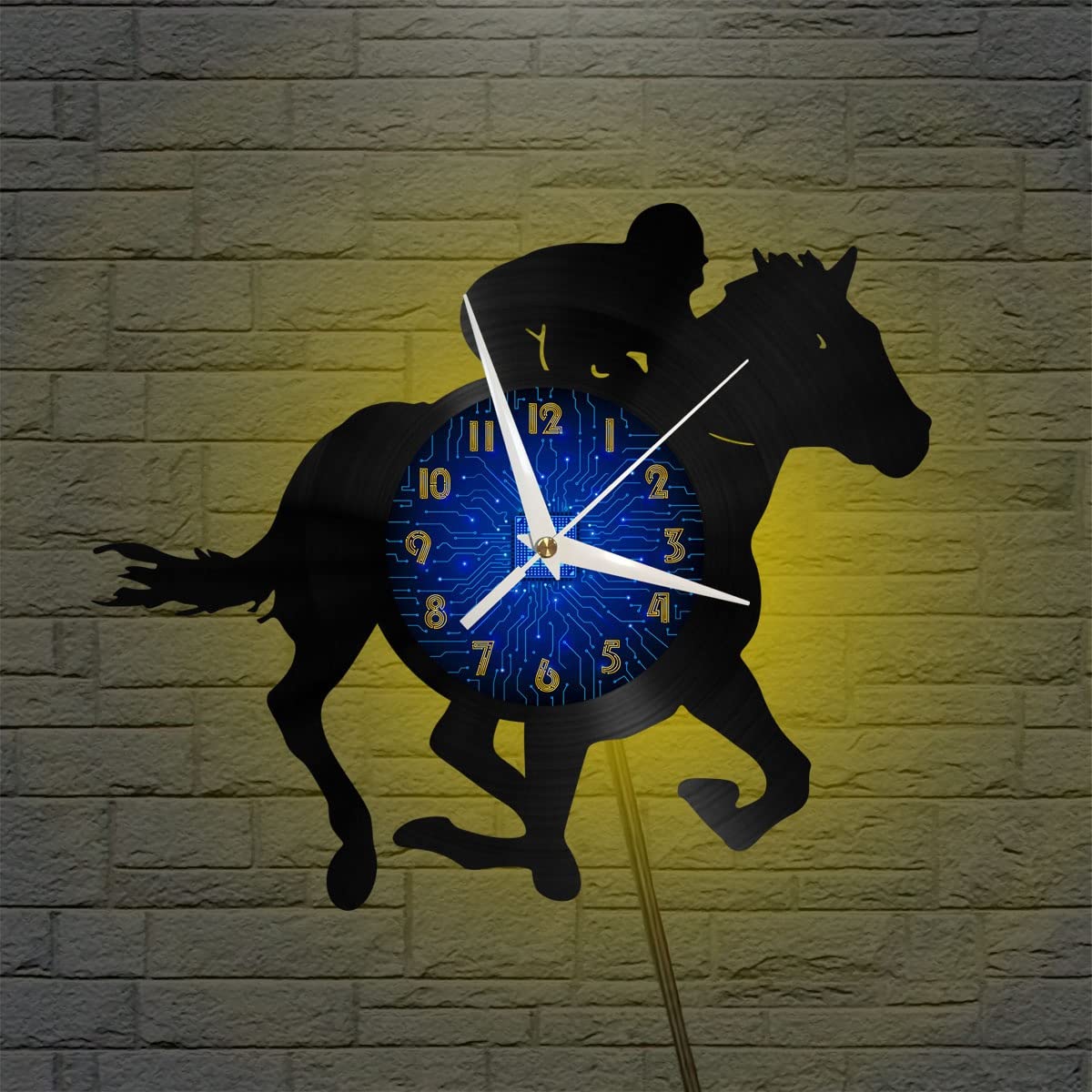 Horloge murale vinyle course de chevaux cadeau créatif pour chambre