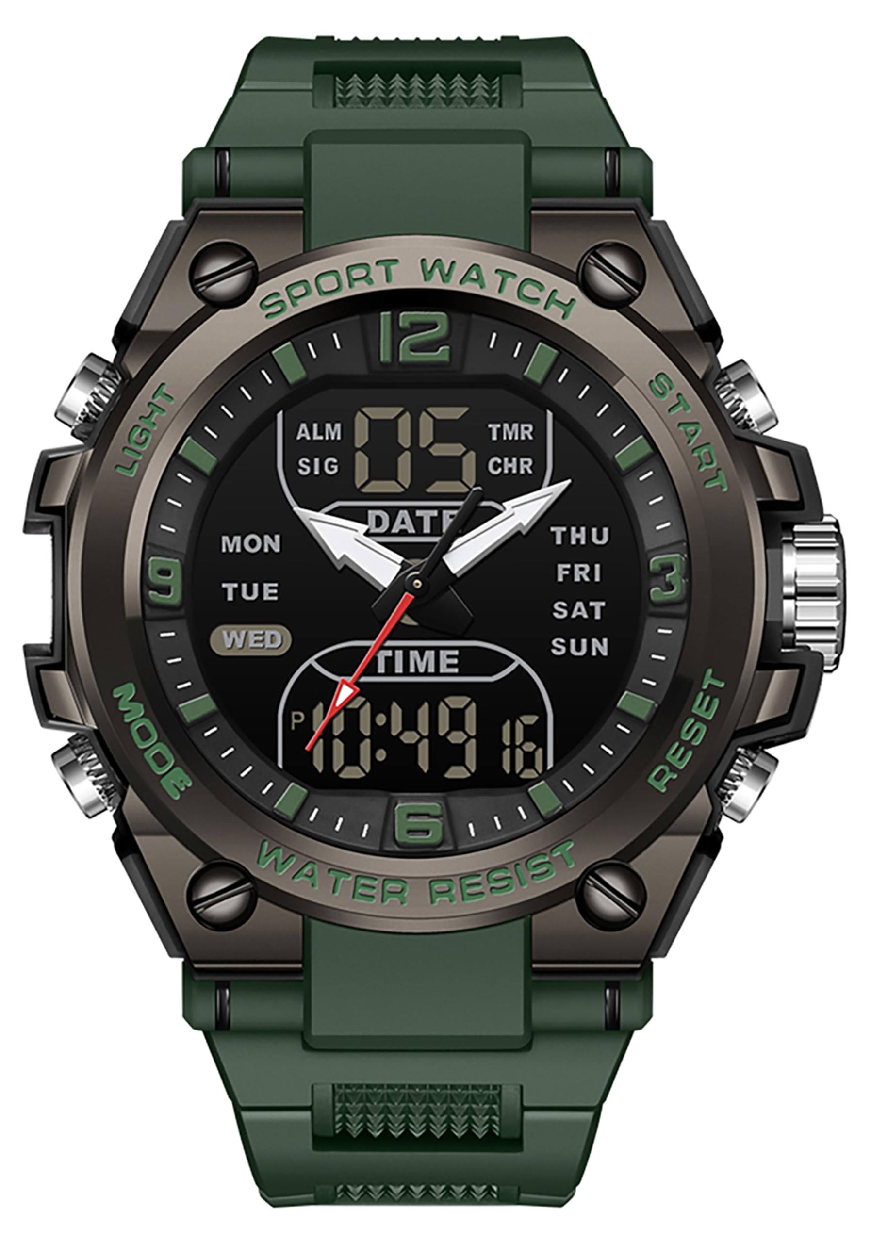findtime Montre numérique de sport étanche pour homme, chronomètre, alarme, pour la course à pied, la natation, montre analogique à grand cadran Relojes para Hombres
