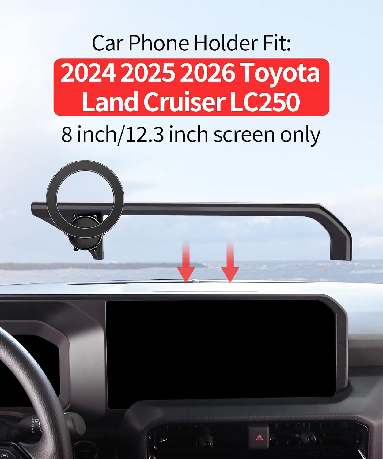 Car Phone Holder for Toyota Land Cruiser LC250 2024 2025 2026 Accessories 8/12.3-Inch Screen Fixed Clip, 360° Rotation Phone Mount Compatible with MagSafe, Cell Phone Holder