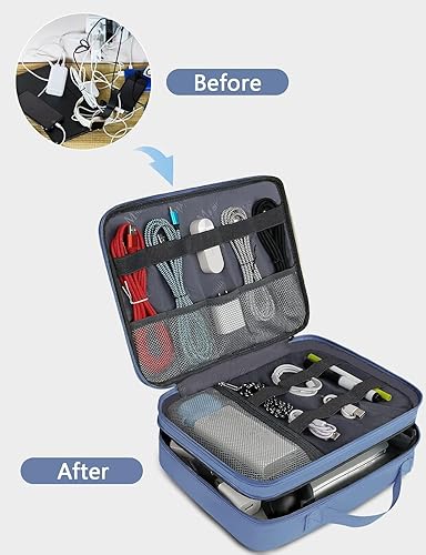 Miniatura 50 de MATEIN Estuche organizador de artículos electrónicos, bolsa de almacenamiento de cables grande, funda de transporte resistente al agua con asa, Gris