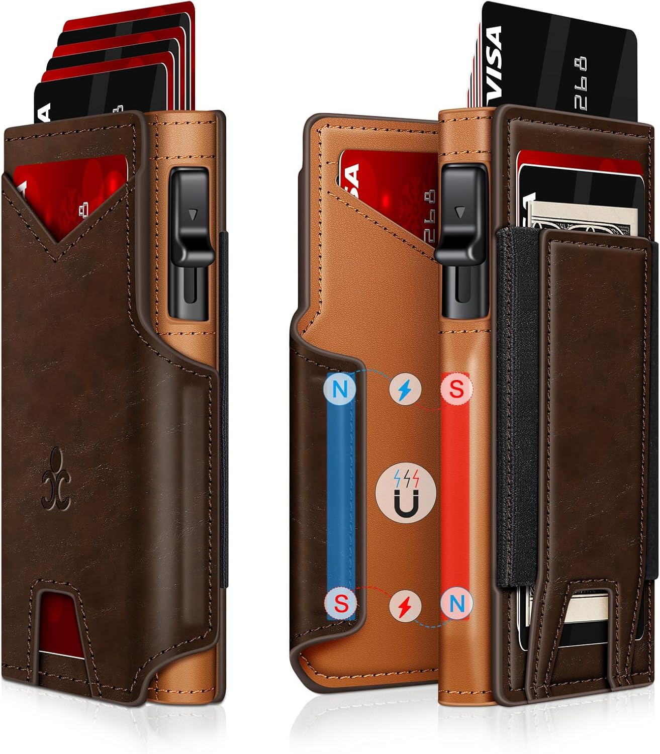 Wallet for Men Wallet with Slim Pop Up Card Holder 9-13 Cards