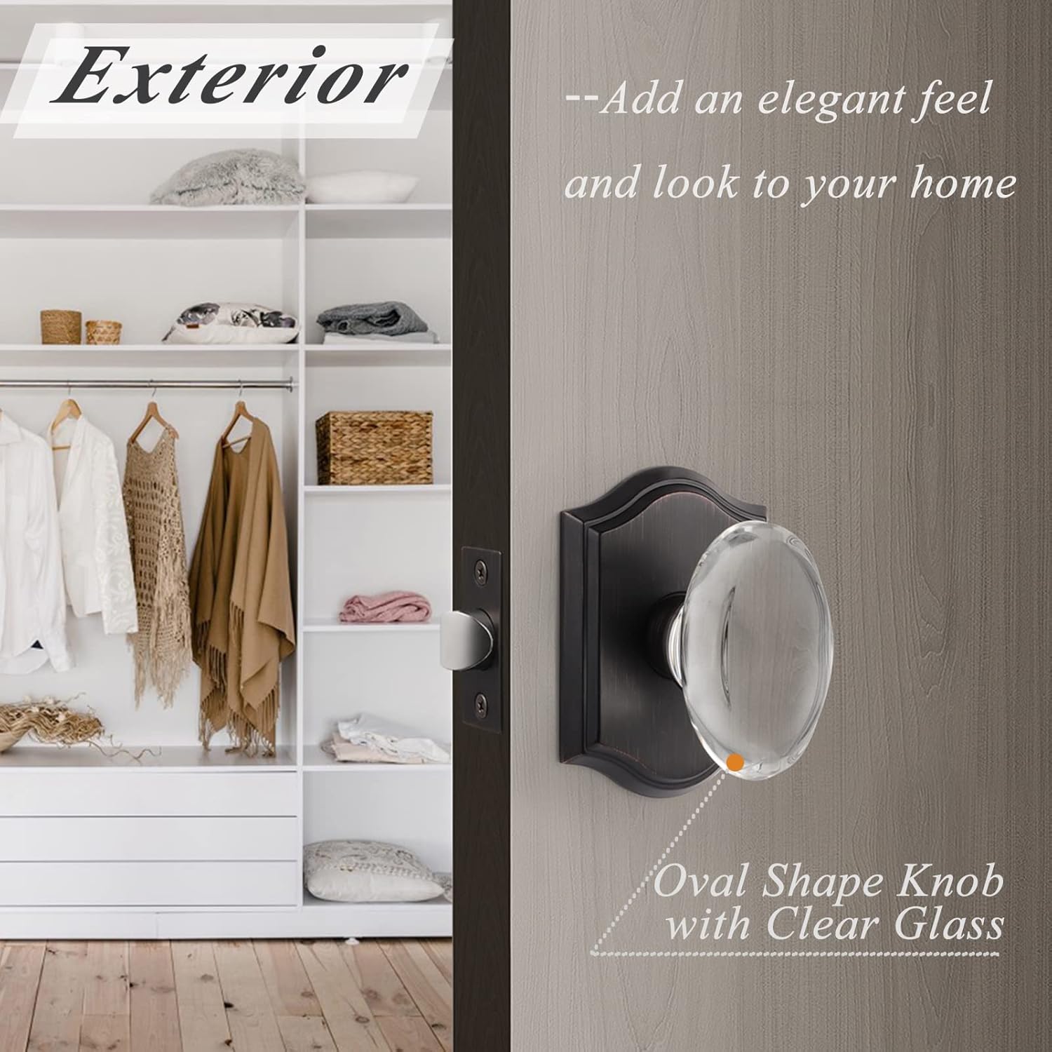 🔥 Cashback up to 70% Probrico Oval Crystal Door Knobs for Hall Closet, Interior Keyless Non-Locking Glass Passage Knobs, Oil Rubbed Bronze Arched Rosette, 2 Pack