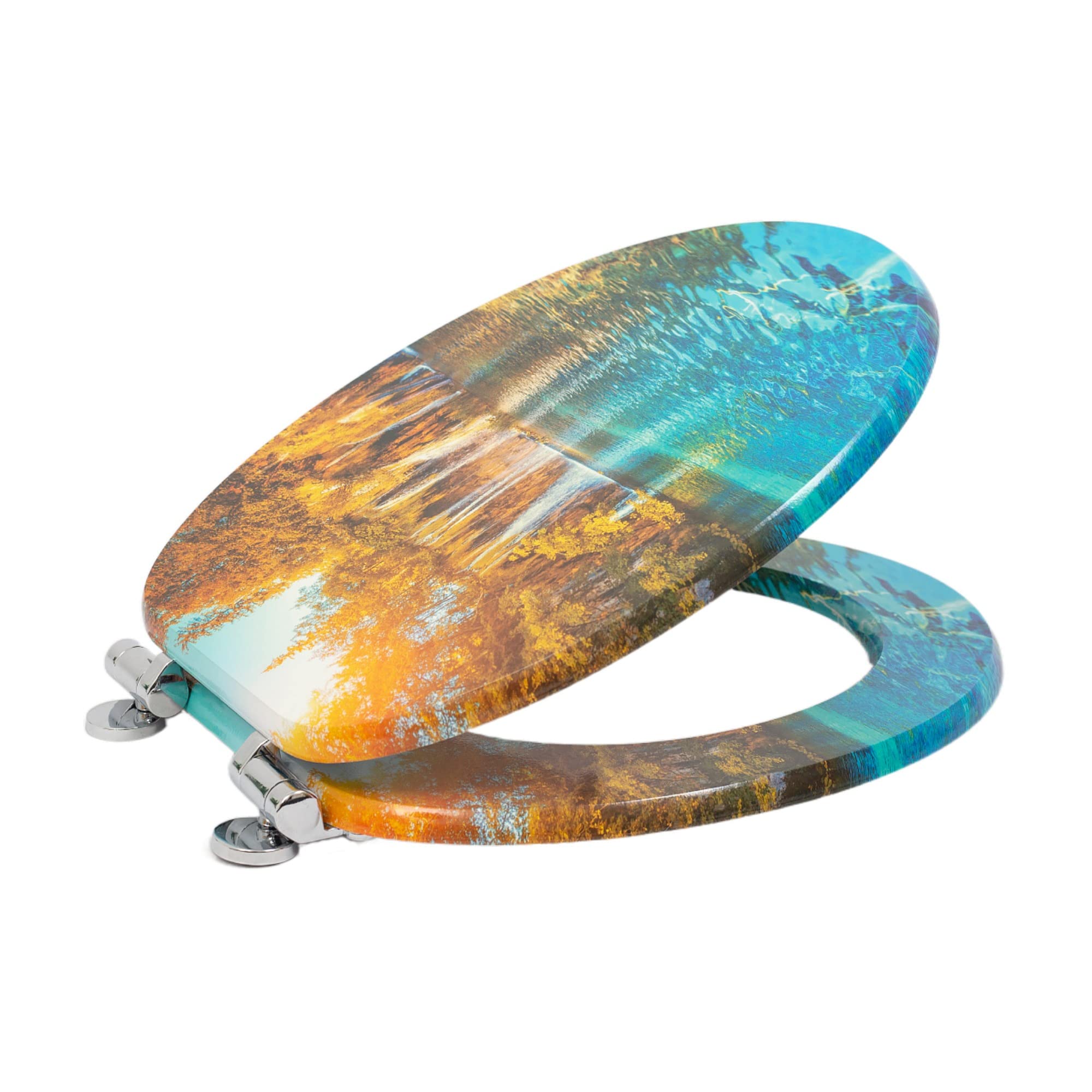 SINOBATH Sedile WC con abbassamento automatico, nucleo in legno MDF, chiusura a cerniera Softclose