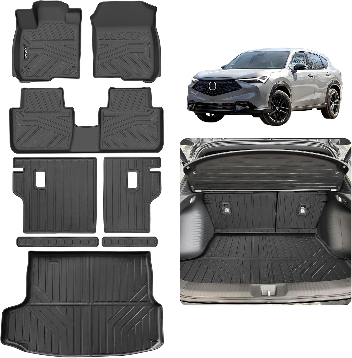 Floor Mat for 2025 2026 Acura ADX Trunk Mat & Backrest Mat，TPE All-Weather Set Cargo Liners Covering The Backrest, Custom Fit Non Slip-car mats Accessories
