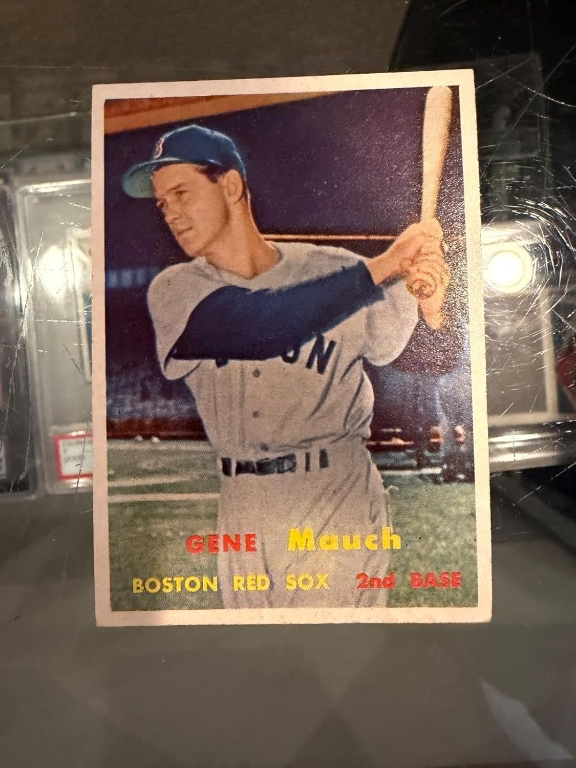 1957 Topps #342 Gene Mauch Boston Sox Baseball Card Nm - Slabbed Baseball Cards