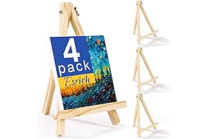 ESRICH 4 Pack Wood Easels, Portable and Versatile Canvases Stand for Your Creative Projects