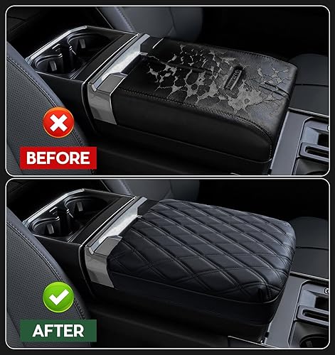 Miniatura 46 de Funda de consola central para Ford F150 F250 F350 F450 F550 2015-2025 con asiento de salto 40/20/40, cubierta de consola central de piel sintética