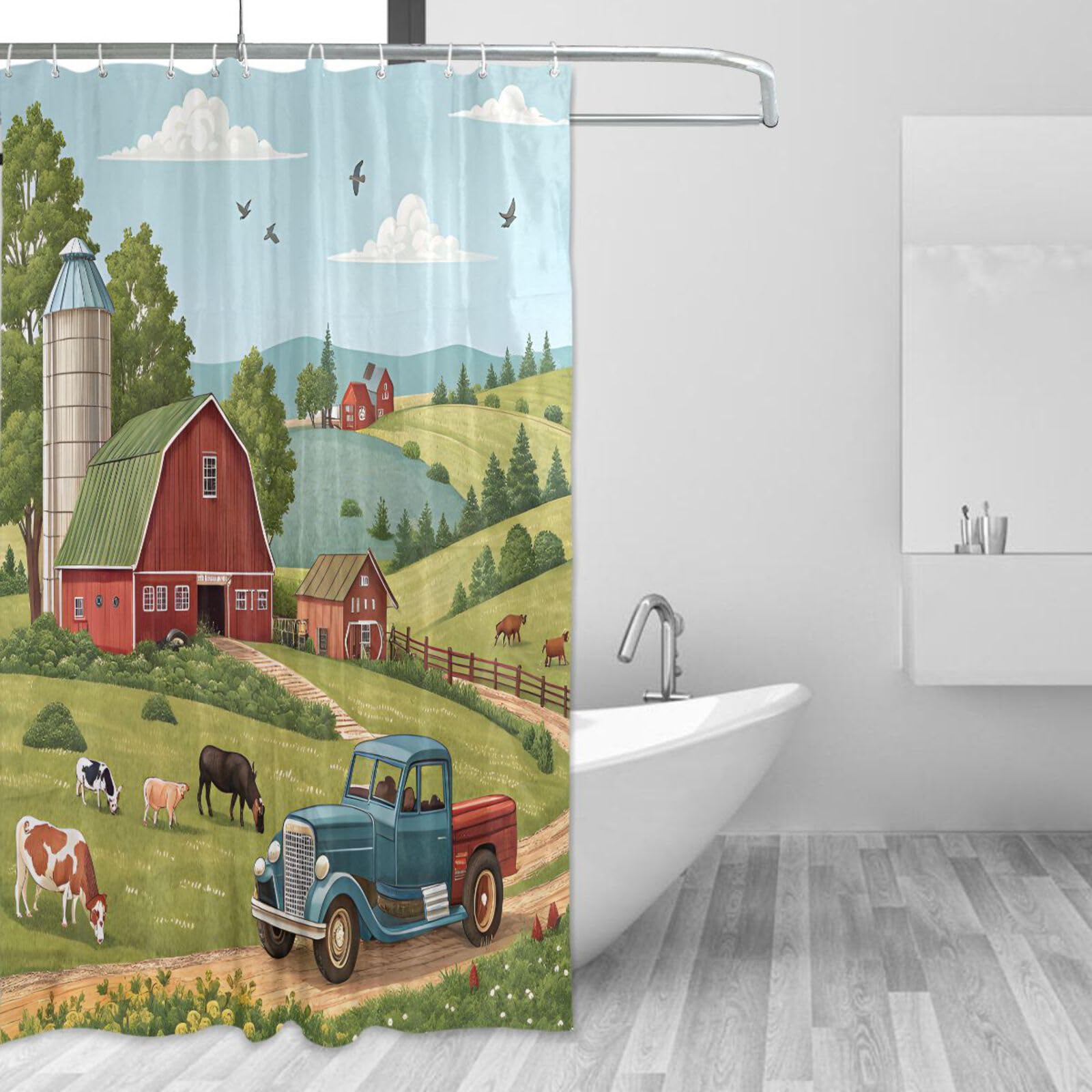 Rideau de douche imperméable et lavable motif cactus anti-moisissure