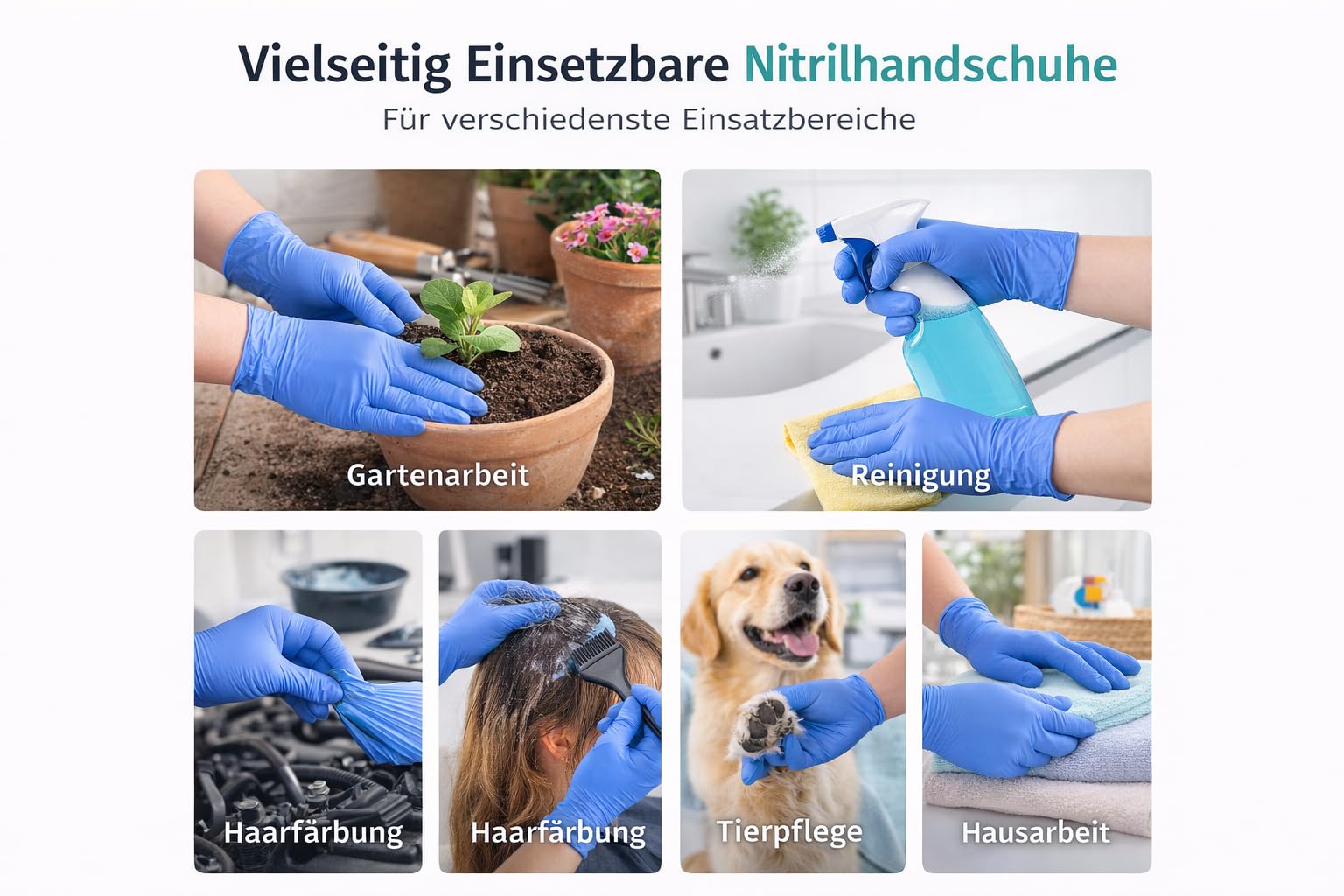 Guanti in nitrile blu senza polvere e senza lattice, usa e getta, resistenti agli strappi, guanti medici per la pulizia, la gastronomia, il tatuaggio e la casa (1000, M)