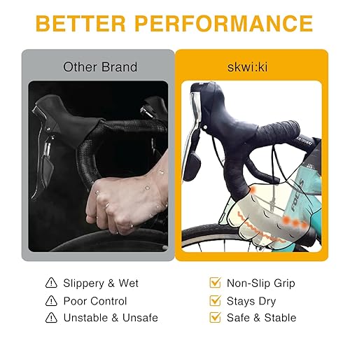 Miniatura 10 de Skwiki - Cinta de barra para manija de bicicleta de carretera piel sintética adherente pegajosa agarre de alto rebote transpirable estructura