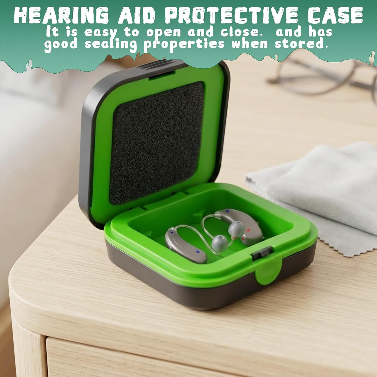 2Pcs Portable Hearing Aid Case, Hearing Aid Case Hard Pocket Size