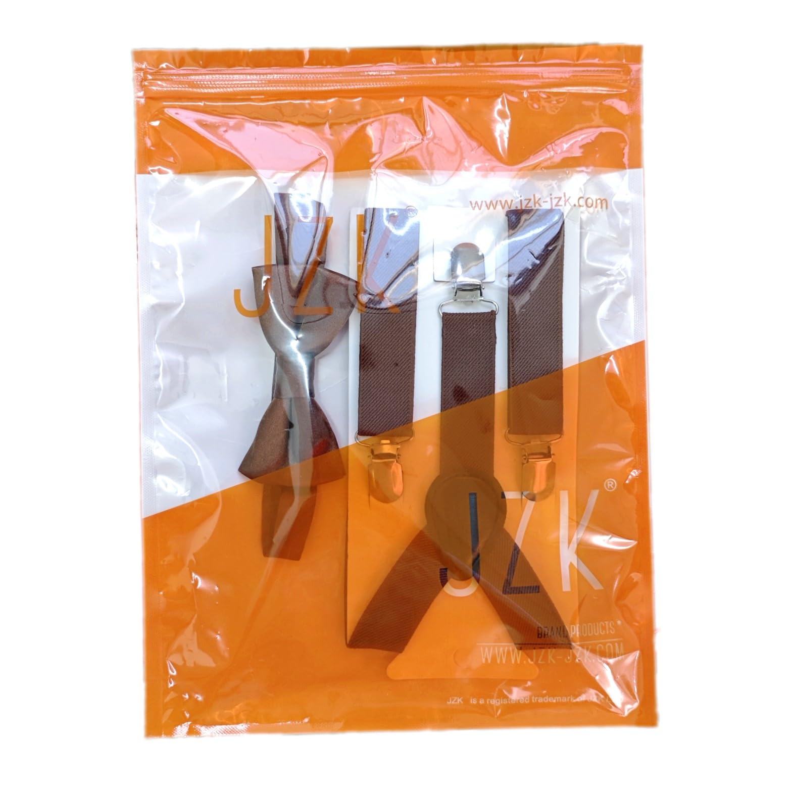 Conjunto de pajarita y tirantes para niños JZK Marrón, ajustable con clip, menos 135cm
