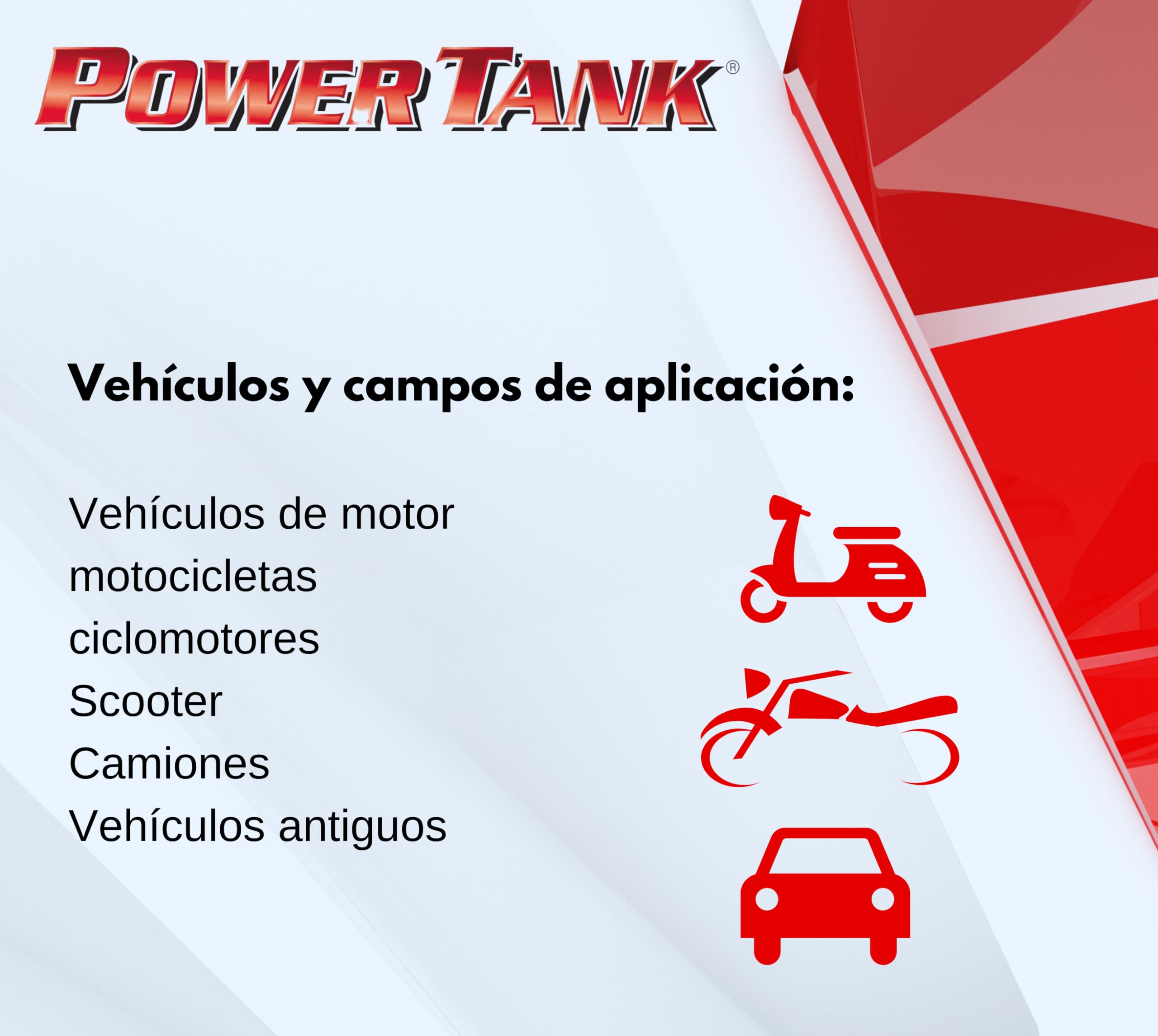 POWER TANK - Tratamiento Tanque Deposito Auto (50/55 Litros) Kit Grande Rojo 1,3 kg para Interior Tanques de Gasoil y Gasolina Elimina Óxido Repara Protege Tanques Oxidados de Autos, Motos de Época.