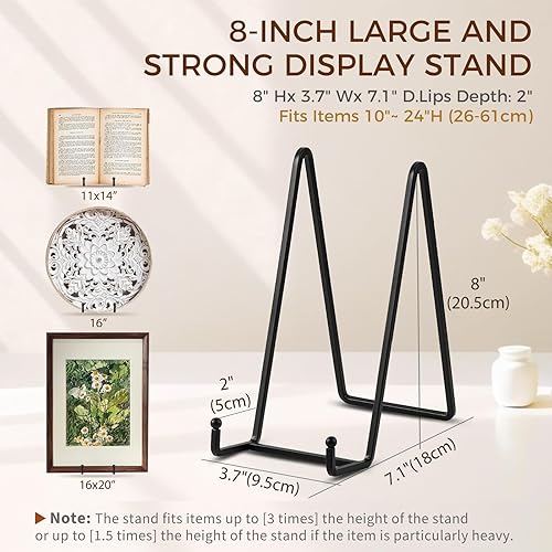 Soporte de exhibición de caballete para platos, soporte de placa de metal de 8 pulgadas para exhibición, soporte de fotos de mesa, caballetes de