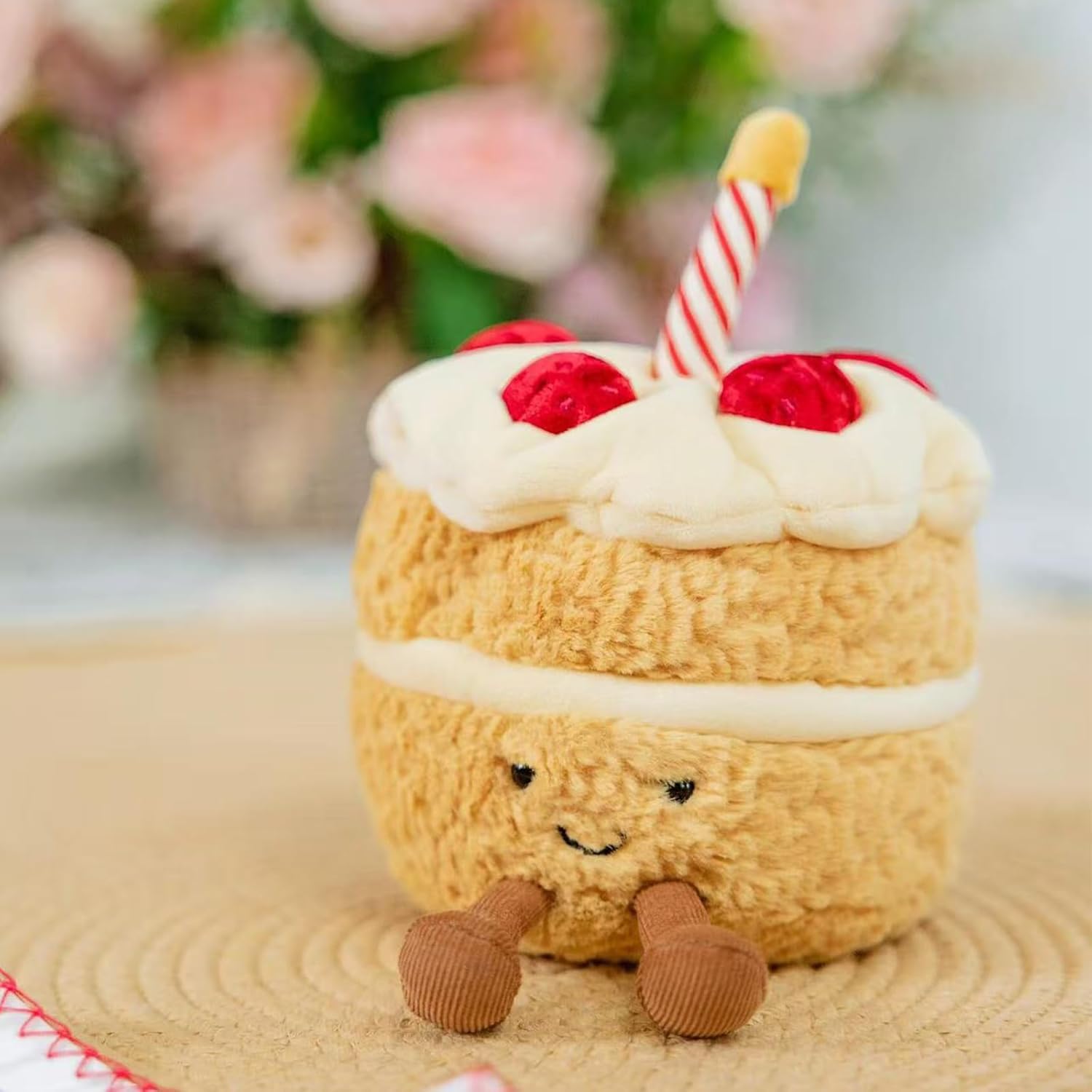 Birthday Cake Plush Toy for Girls, Cute Birthday Plushies Pillow Food Stuffed Animals for Kids 8 Inch