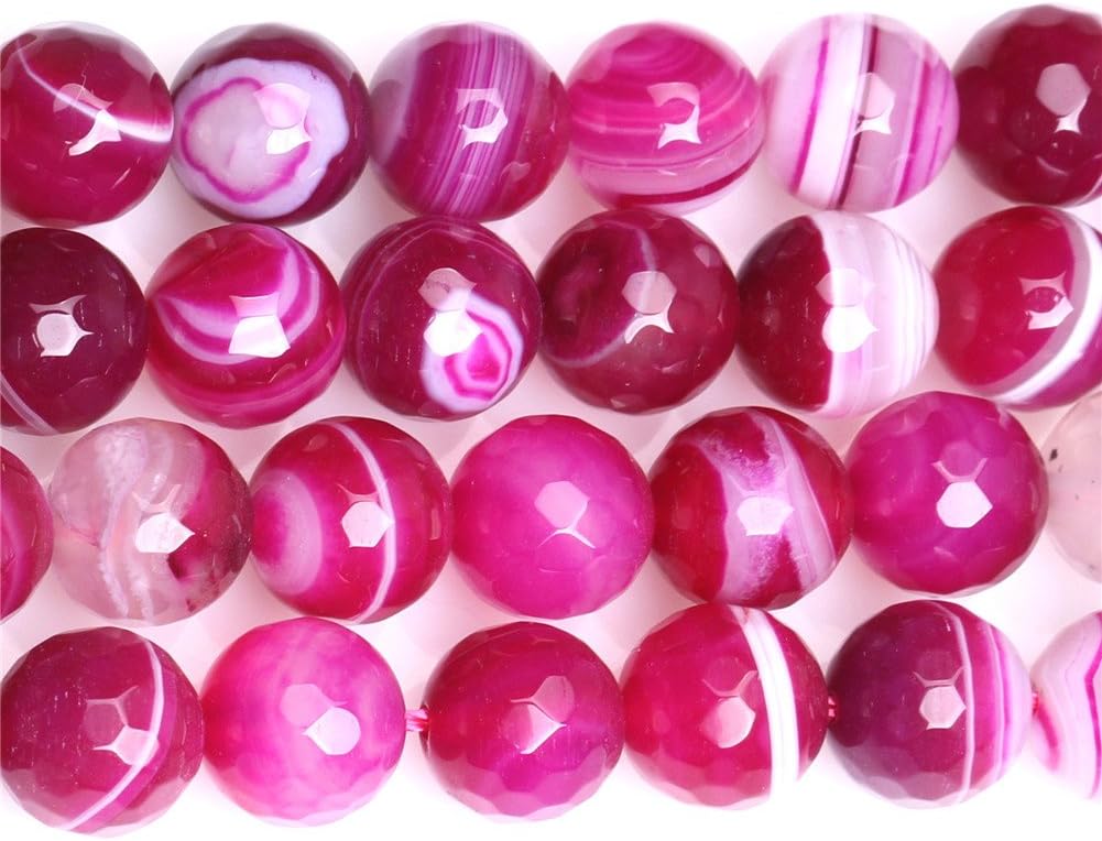 GEM-Inside 10mm Plum Banded Agate Semi Precious Gemstone Round Faceted Loose Beads for Jewellery Making DIY Handmade Craft Supplies 15" - Image 5
