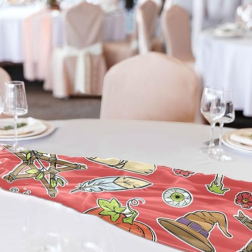 Miniatura 5 de Happy Halloween Frog Pumpkin Hat Red Table Runner Fall Decorations for Home for Desk Decor Halloween Table Decor 108 Inches Long