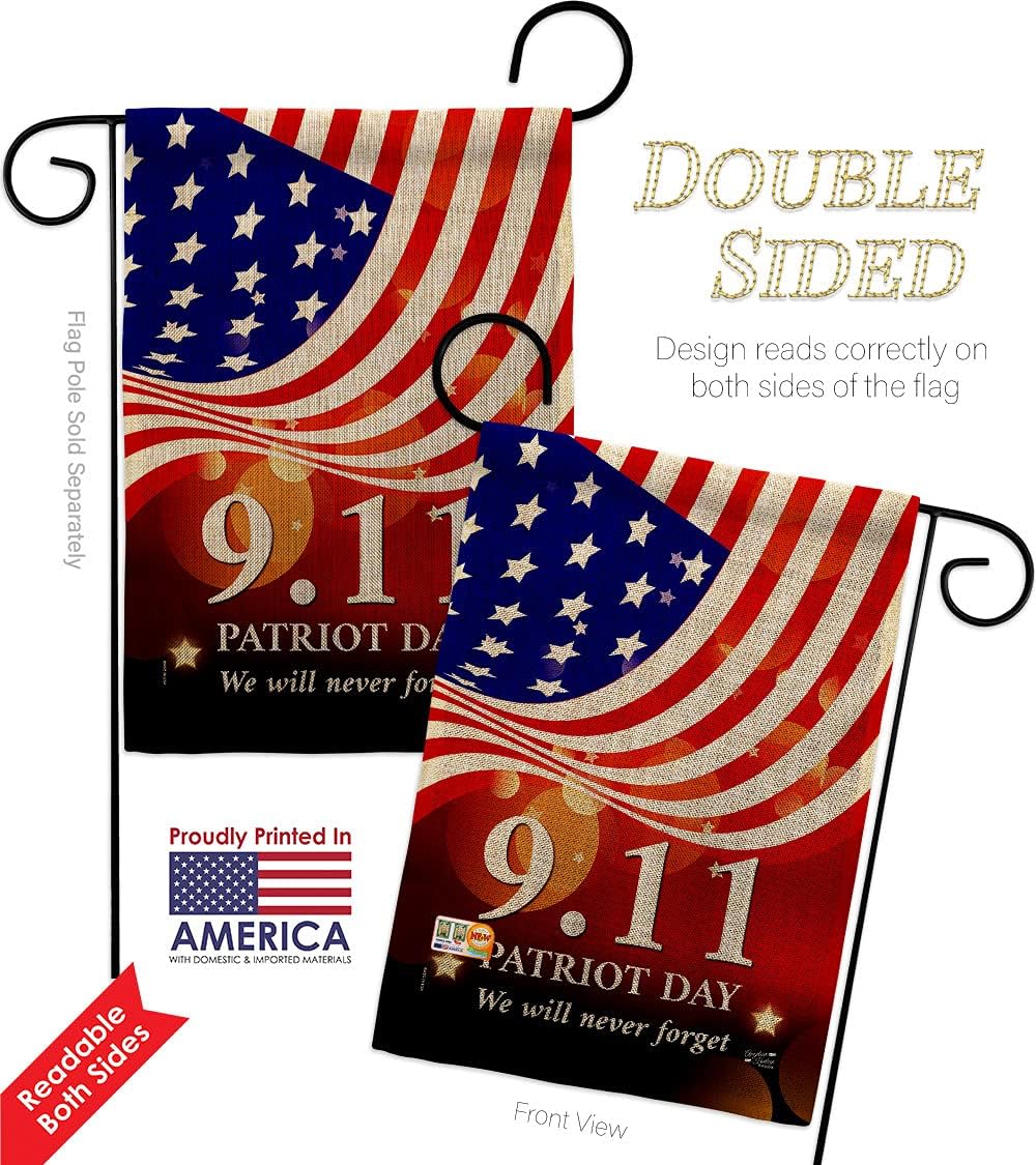 Remember 911 Burlap Burlap Garden Flag Set Mailbox Hanger Americana Patriot Day World Planet Peace Environment Awareness United State American Small Gift Yard House Banner Double-Sided 13 X 18.5