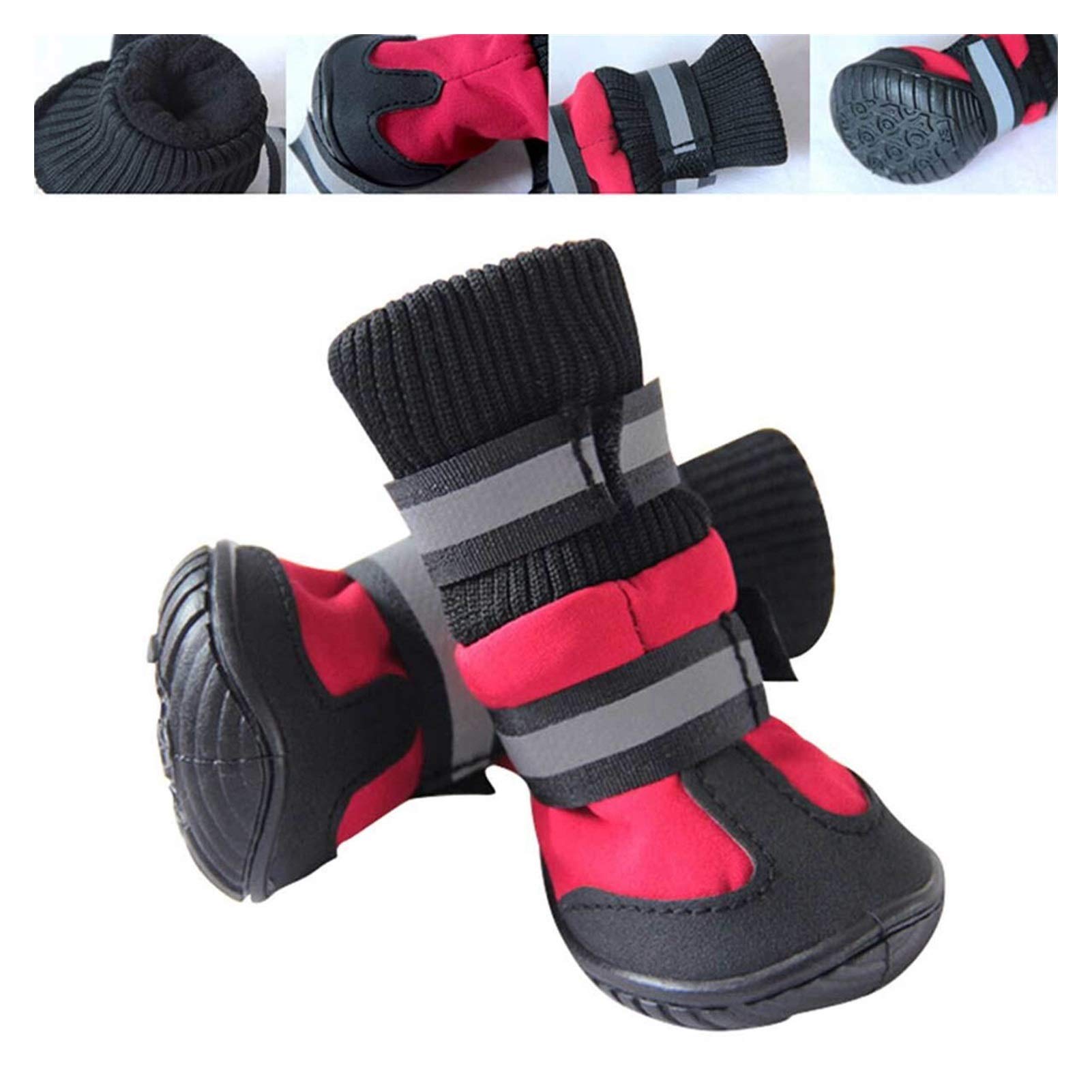Chaussures Pour Chien Taille L - Lot De 4 - Imperméables, Antidérapantes, Doublées Duvet - Pour Chiens Moyens/Grands (16-25 Lbs) - Lavables