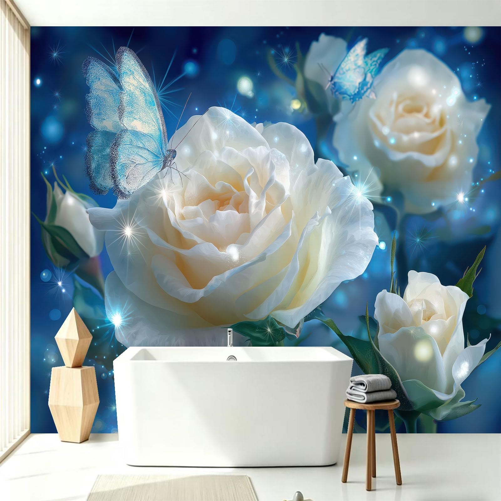 Générique Tapeta flizelinowa fantazyjny krajobraz 250 x 175 cm - Idealna dekoracja ścienna 3D do salonu, sypialni, jadalni - różowy motyl botaniczny kwiatowy