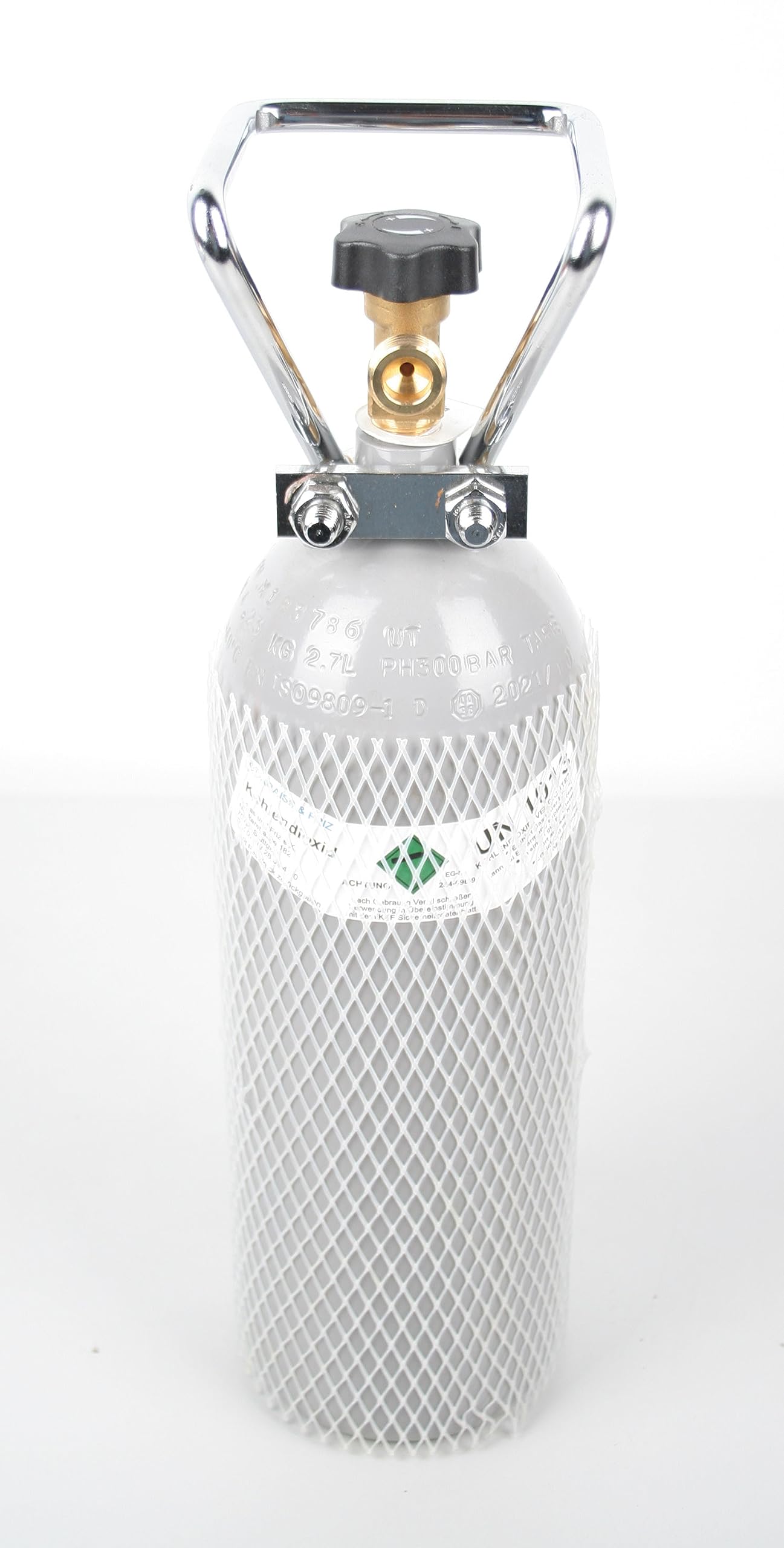2 kg CO2 Stahlflasche Flasche GEFÜLLT mit Lebensmittel Kohlendioxid Kohlensäure E290 - Fabrikneue Eigentumsflasche - Tüv mindestens 9 Jahre Aquaristik