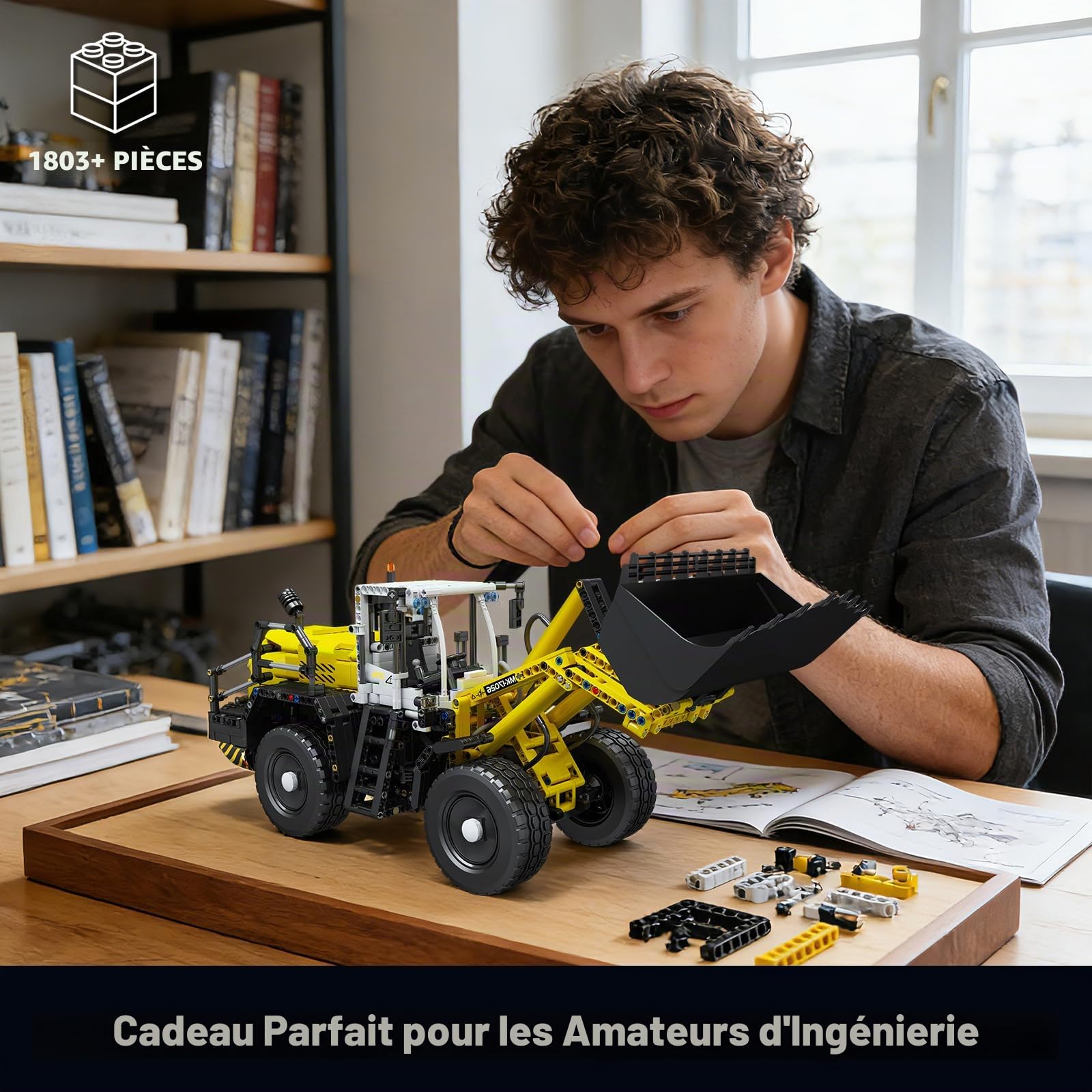 Mould King 17026 Technique RC Bulldozer, 1803 pièces Chargeur sur pneus pneumatique avec télécommande et moteurs, modèle de véhicule de construction Ensemble de construction cadeau pour adultes à