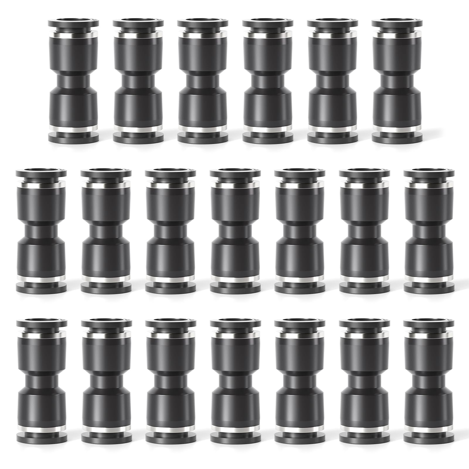 TAILONZ PNEUMATIC nero tubo dritto OD 6MM raccordi a pressione PU6 (confezione da 20)