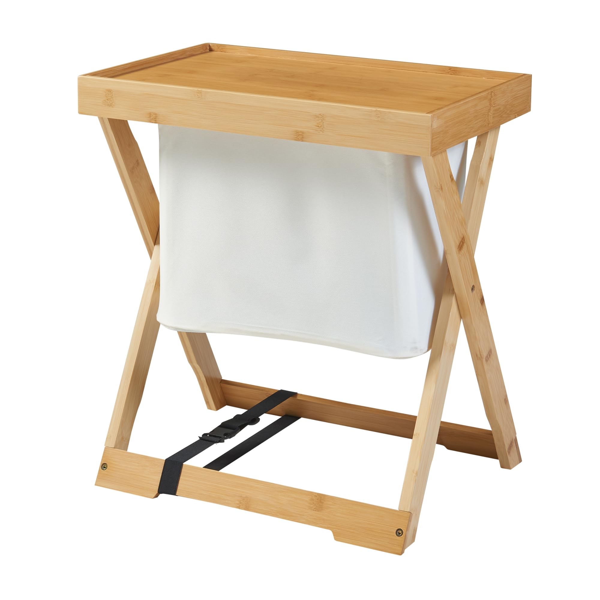 [en.casa] Tavolino Pieghevole da Esterno Interno Tavolino in Bambù con Piano e Contenitore Rimovibili Tavolino da Caffè 53 x 48 x 32 cm