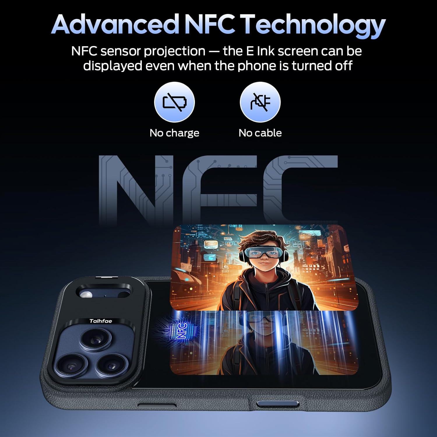 Smart E Ink Phone Case for iPhone 17 Promax – 4.0" HD 528×768 | Upgraded Durable NFC Digital Phone Case with Faster NFC Transmission, 4-Color Eink Display, DIY Changing Picture