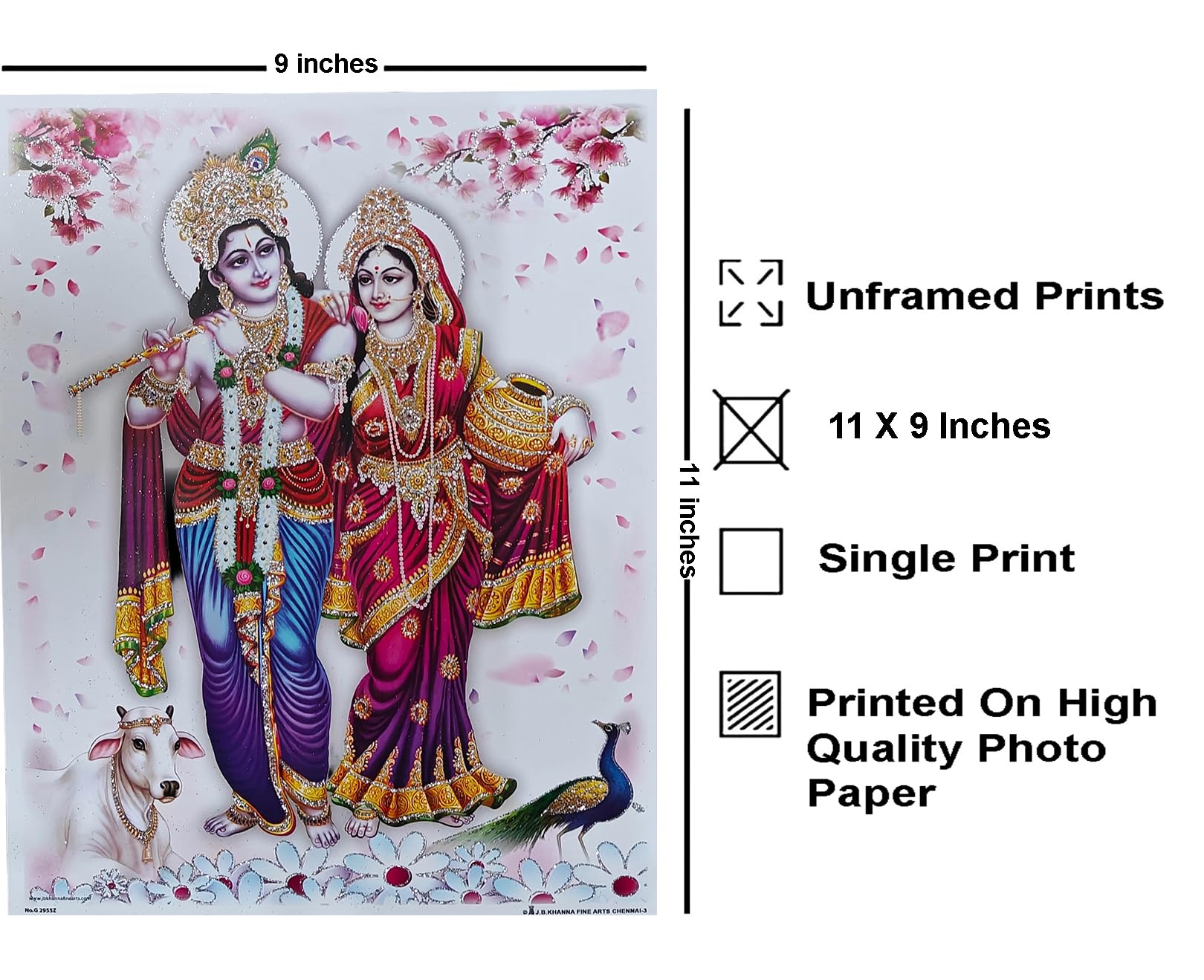 Rastogi Handicraft Best Of Indian Reprint Hindu God Poster/Picture With Unframed (Radha-Krishna-11 X9), Radha-Krishna-11"X9" - Image 2