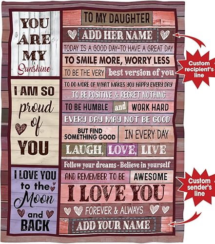 Miniatura 2 de S90754 - Manta de vellón personalizada con nombre para mi hija, I Love You to The Moon and Back, Follow Your Dream Believe in Yourself, manta de