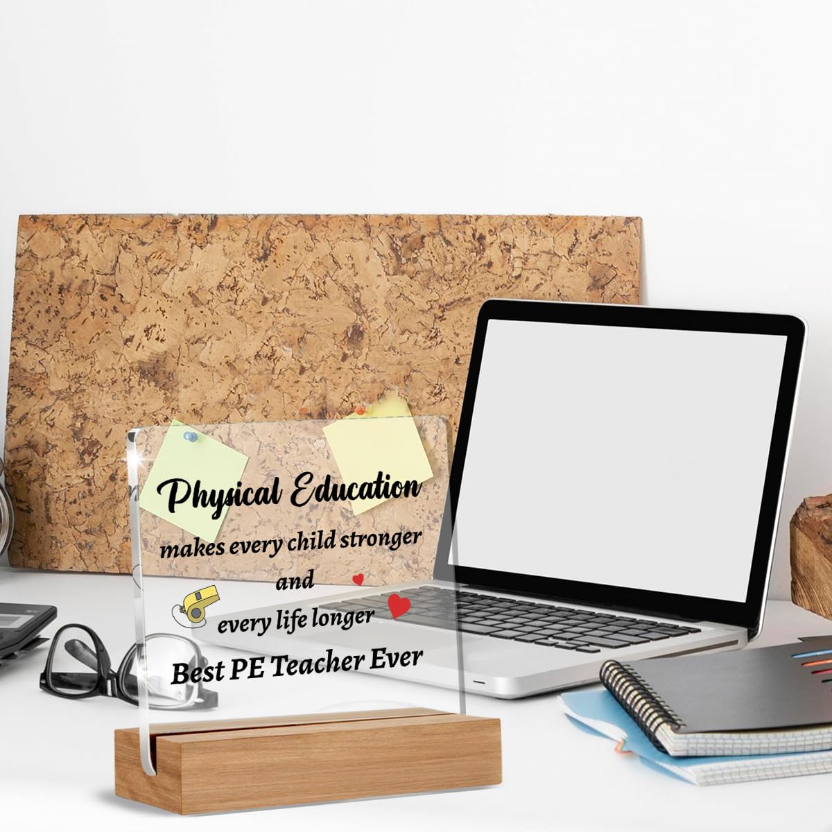 Pe Teacher Appreciation Gifts for Women Men, Gym Teacher Gifts, Thank You Gift for Teachers Home Office Desk Decor Signs Plaques 4 x 4 Inches