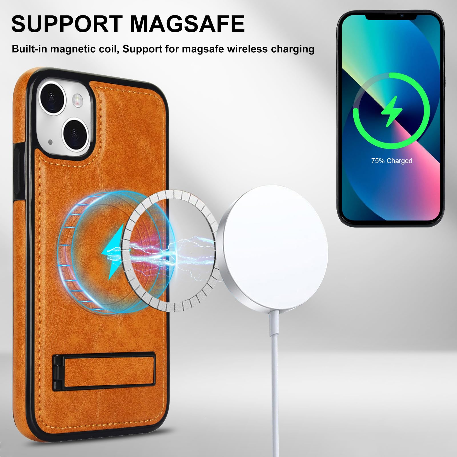 ZHOZEXIN Custodia magnetica in pelle PU per iPhone 15 Pro Max, compatibile con Magsafe, ricarica wireless, staffa nascosta, forte custodia protettiva magnetica per iPhone 15 Pro Max (verde