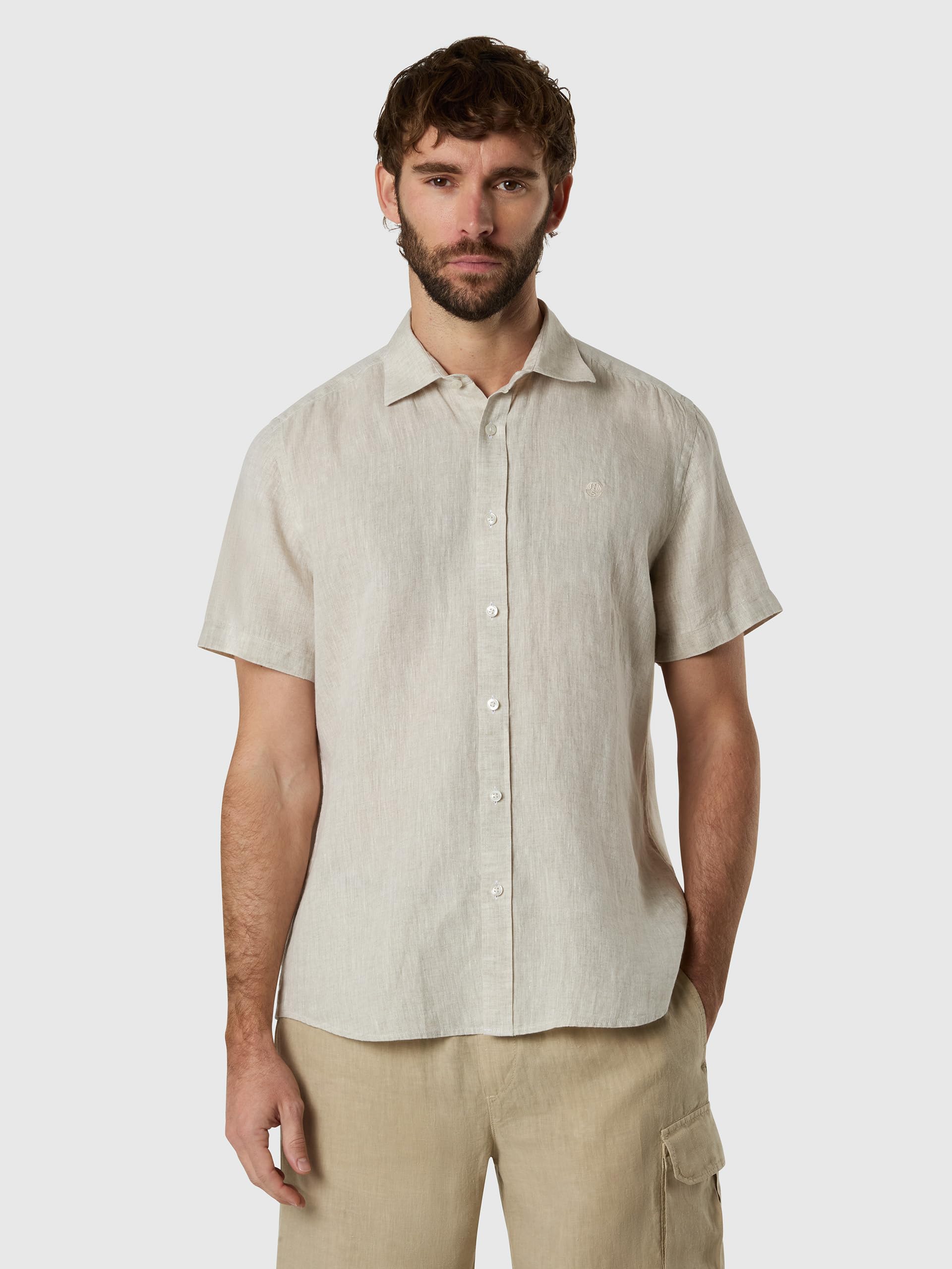 NORTH SAILS Camicia Uomo in Lino European Flax™ MC con Logo Ricamato