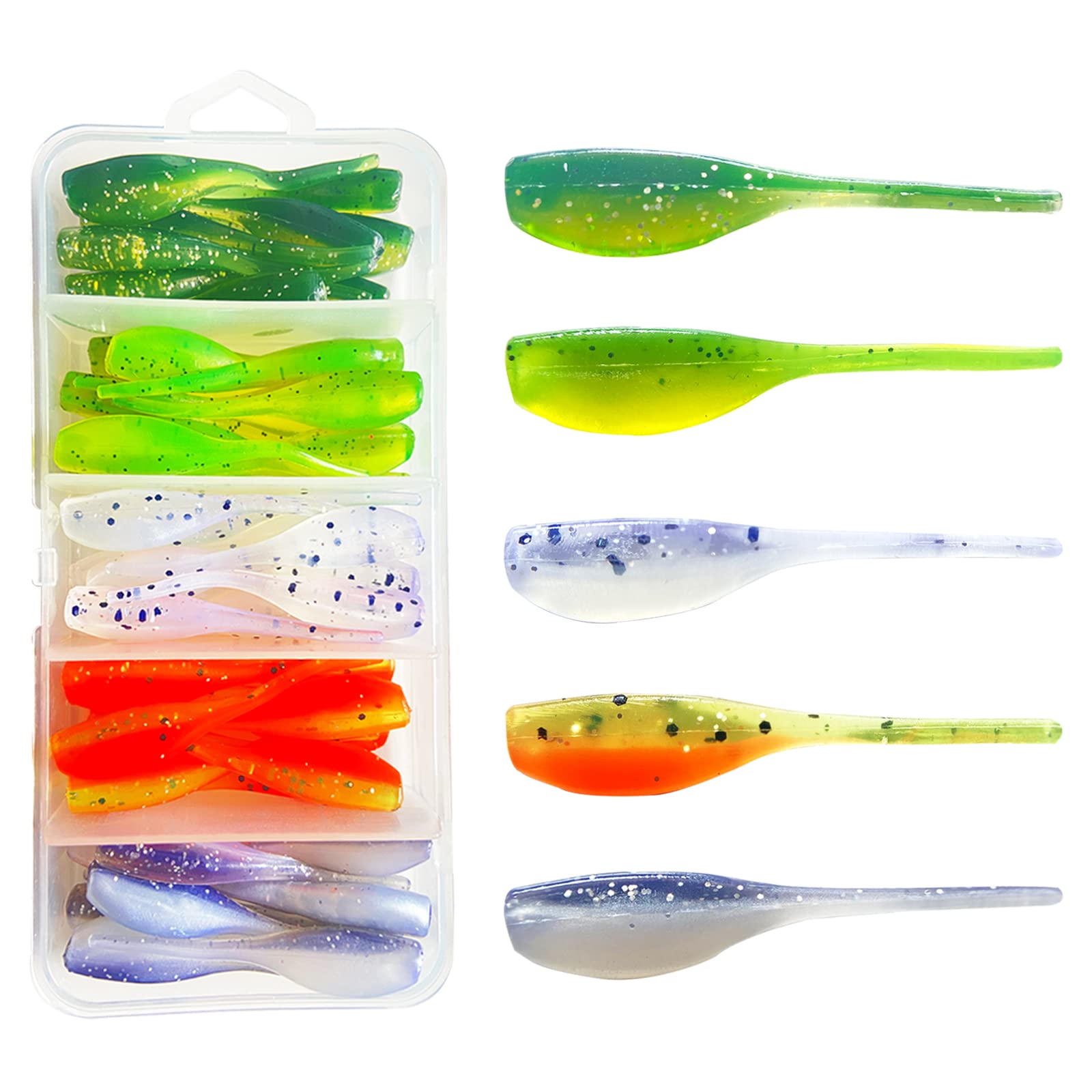 50pc Crappie Jigs Lure Set - 2in Bait, Jig Heads & Hooks for Versatile Fishing