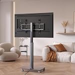 Rolling TV Stand for 32 to 43 55 65 75 85 Inch TVs, Corner TV Floor Stand, Universal Portable Mobile TV Cart on Wheels, Small TV Stand for Bedroom, Living Room, Conference Room (White)