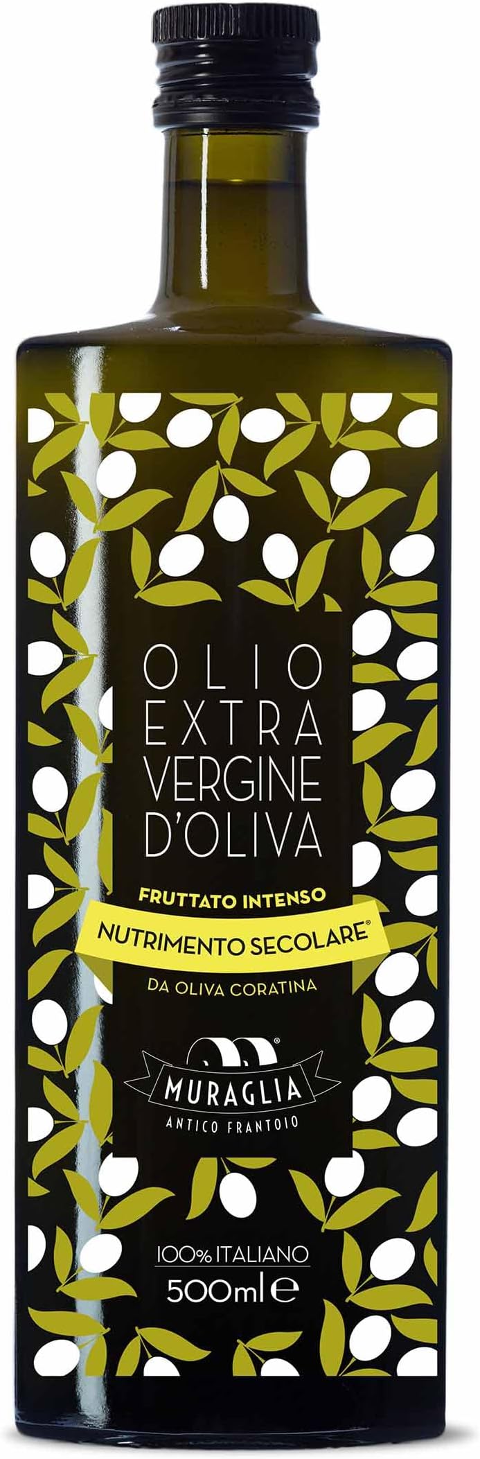 Frantoio Muraglia Glass Bottle with Extra Virgin Olive Oil Intense Fruity 500 ml