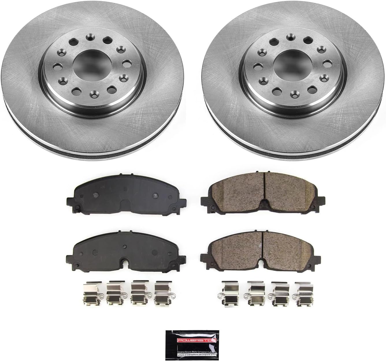 PowerStop Front Brake Kit For Buick Enclave 2021-23 |Chevrolet Blazer 2021-23 |Traverse 2021-23 |GMC Acadia 2021-23 - Disc Rotors & Ceramic Brake Pads Replacement, KOE8739