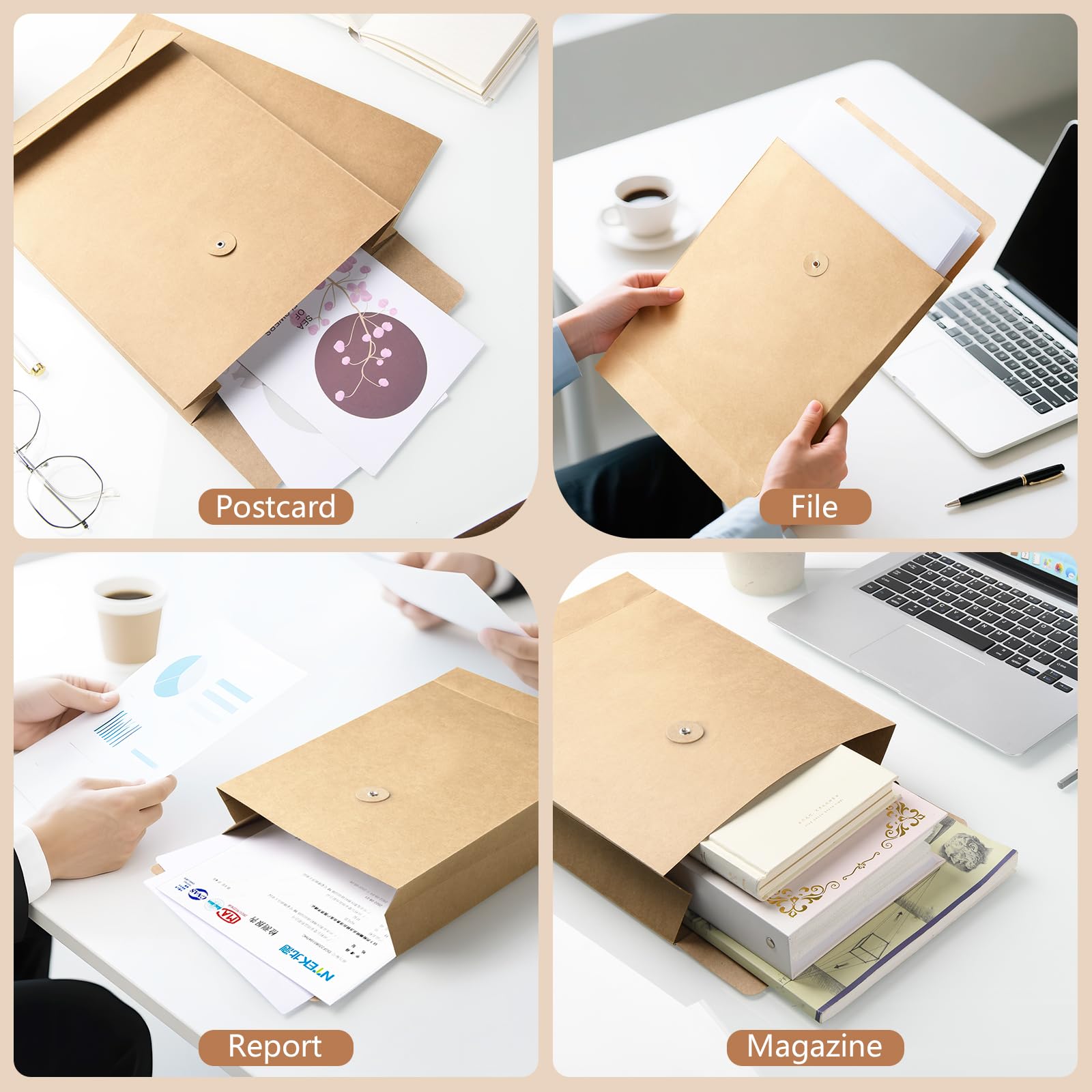 Enveloppes extensibles à soufflet en papier kraft, lot de 25, 23,9 x 33,5 cm pour documents d'affaires