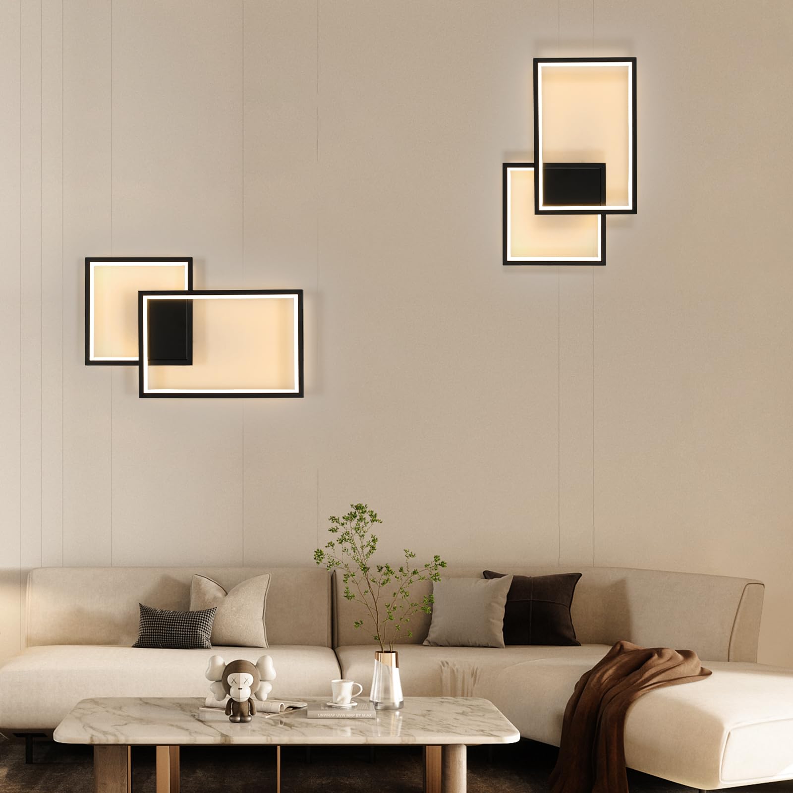 41CM Applique da Parete Interno LED 34W Lampada da Parete 3000K | 34W 3825LM Moderno Nero Lampada a Muro in Alluminio per Camera da Letto Soggiorno Scale Corridoio, Bianca Calda 3000K