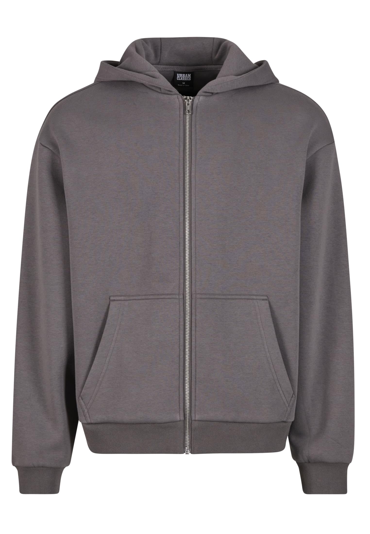 Urban Classics Męska bluza z kapturem Fluffy Zip Hoody, puszysta bluza z kapturem z zamkiem błyskawicznym, bluza z kapturem dla mężczyzn, oversize fit, Magnet, XL