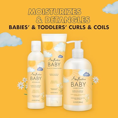 Miniatura 5 de SheaMoisture Baby Essentials, Gel de baño y champú + acondicionador de rizos y bobinas, desenredante con karité crudo, manzanilla y aceite de argán,