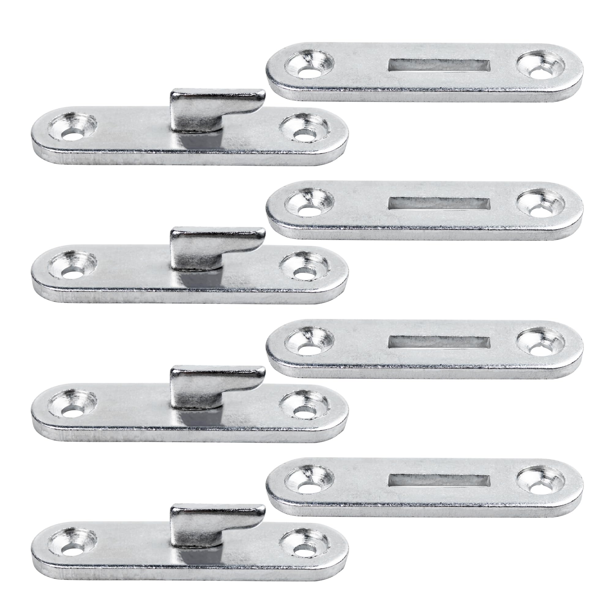 PDETVEO 4PCS 3Inch Bed Rail Fasteners, Metal Bed Rail Brackets with Hooks, Heavy Duty Bed Frame Connectors, Replacement Parts for Wood Headboard and Side Rail (Silver)