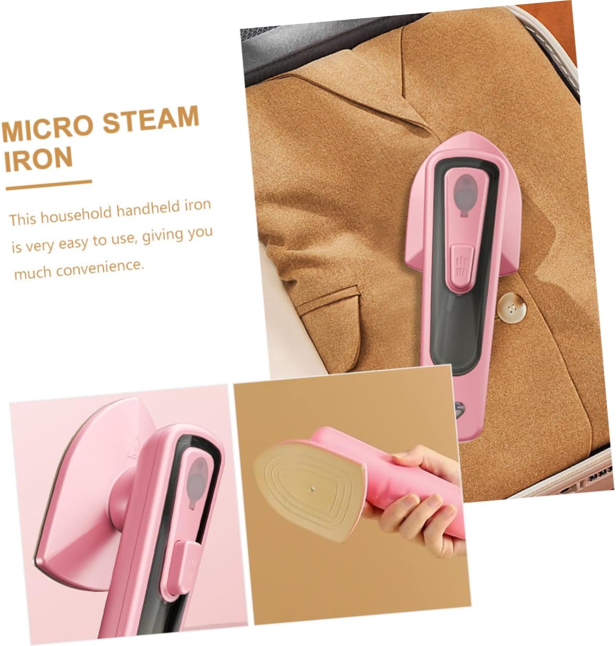 Sosoport Portable Handheld Garment Steamer Mini Electric Steam Iron for Clothes Compact Fabric Steamer US Plug for Travel and Home Use Quick Heat-up