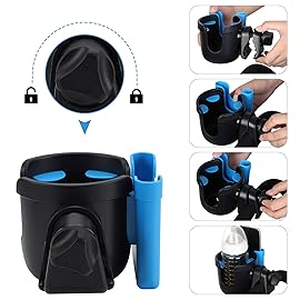 Accmor Stroller Cup Holder with Phone Holder, Bike Cup Holder, Universal Cup Holder for Uppababy Nuna Doona Strollers, 2-in-1 Cup Phone Holder for Stroller, Bike, Wheelchair, Walker, Scooter