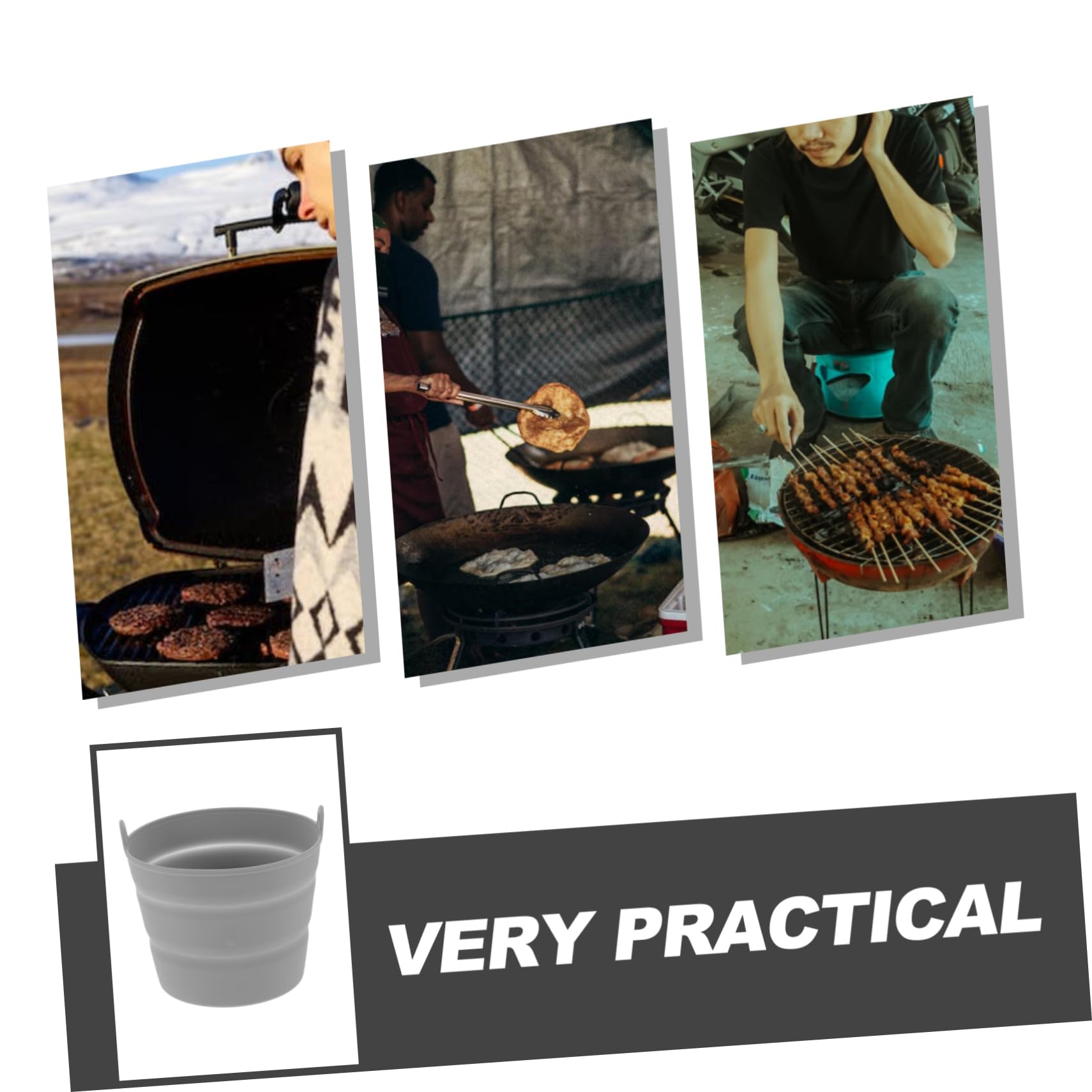 Levemolo Barbecue Bucket Liner BBQ Oil Barrel Silicone Grill Accessory Reusable Folding Silicone Bucket