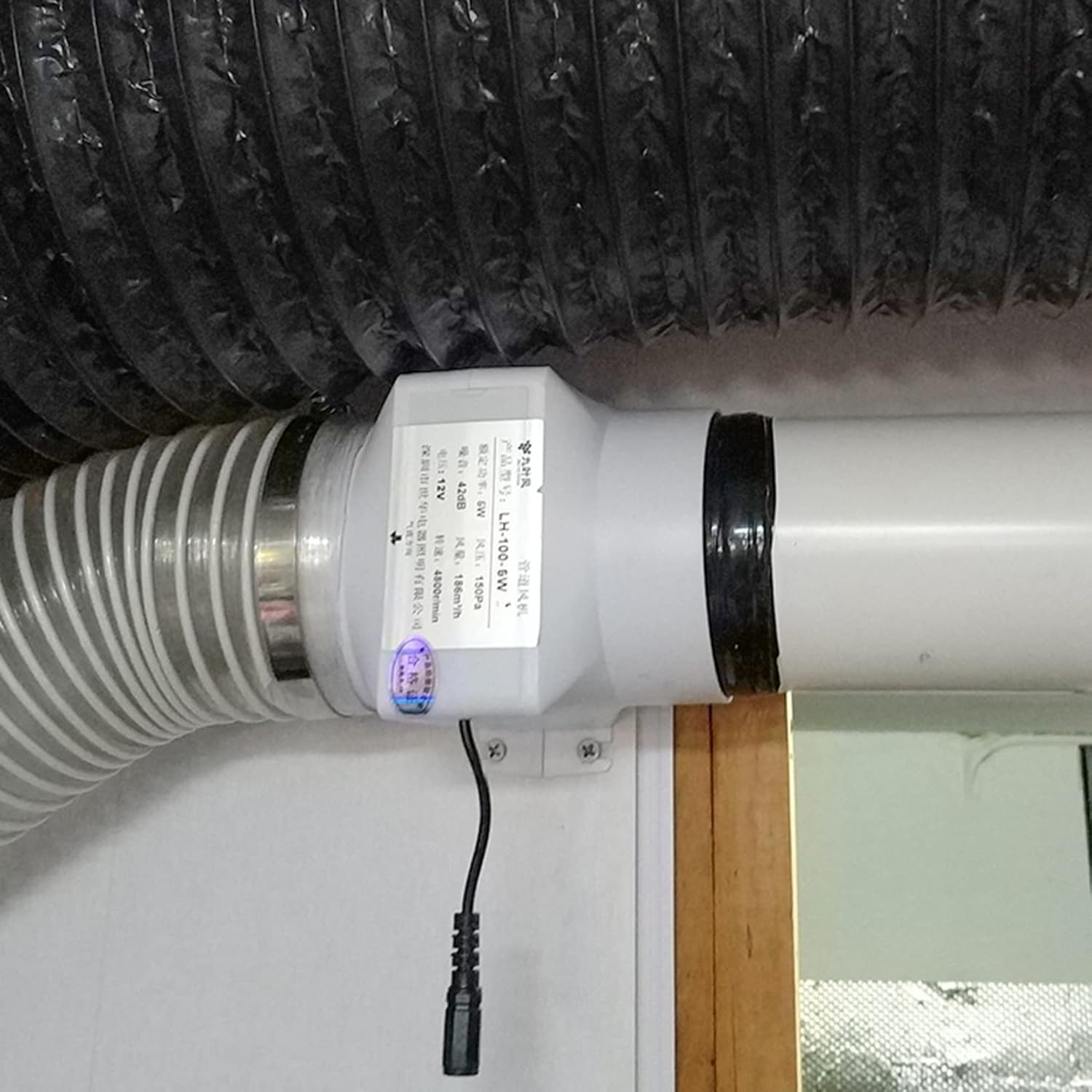 Mini Exhaust Fan 2 Inches 4 Inches Inline Duct Fan 50Mm/100mm Ventilation Fan for Booster Grow Tents Basements Hydroponic Odour Removal Humidity Control (Color : Normal Power, Size : 100mm-8w)