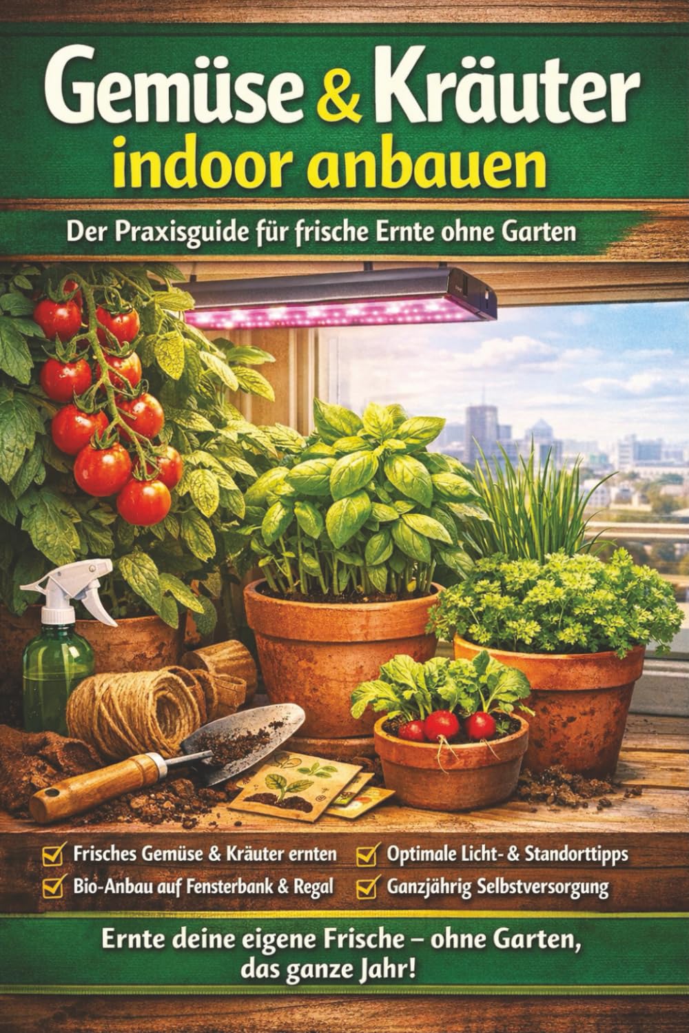 Gemüse & Kräuter indoor anbauen: Der Praxisguide für frische Ernte ohne Garten – Erfolgreich gärtnern auf Fensterbank, Küche & Wohnzimmer
